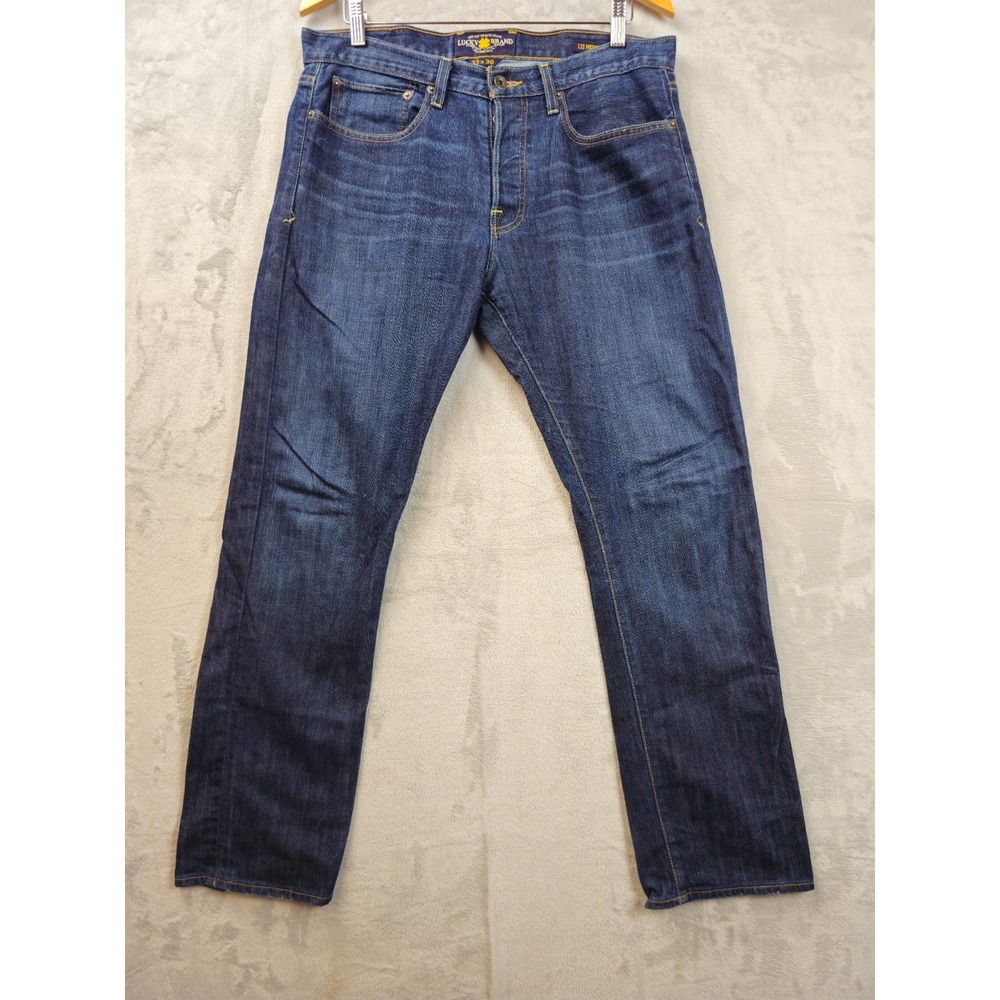Lucky Brand Mens 121 Heritage Button Fly Denim Jeans Dark Wash Blue Size 34x30